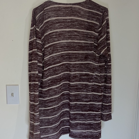 XL Maroon and White stripped open front cardigan - Picture 4 of 6